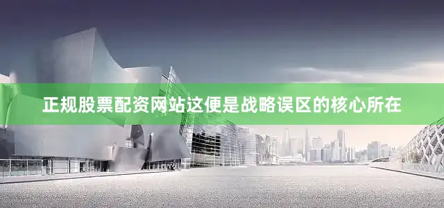 正规股票配资网站这便是战略误区的核心所在